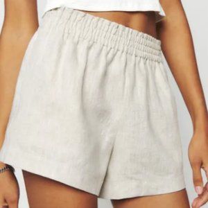 REFORMATION Mila Linen Short L Oatmeal